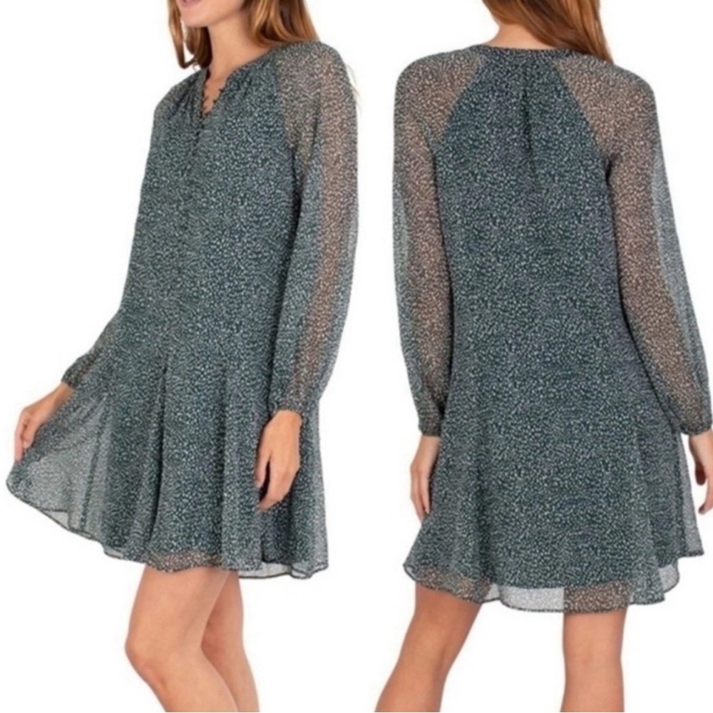 Joie Limited Edition Green Speckled Balloon Sleeve Shift Dress